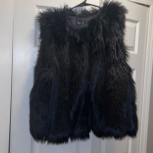 Black Faux Fur Vest Topshop